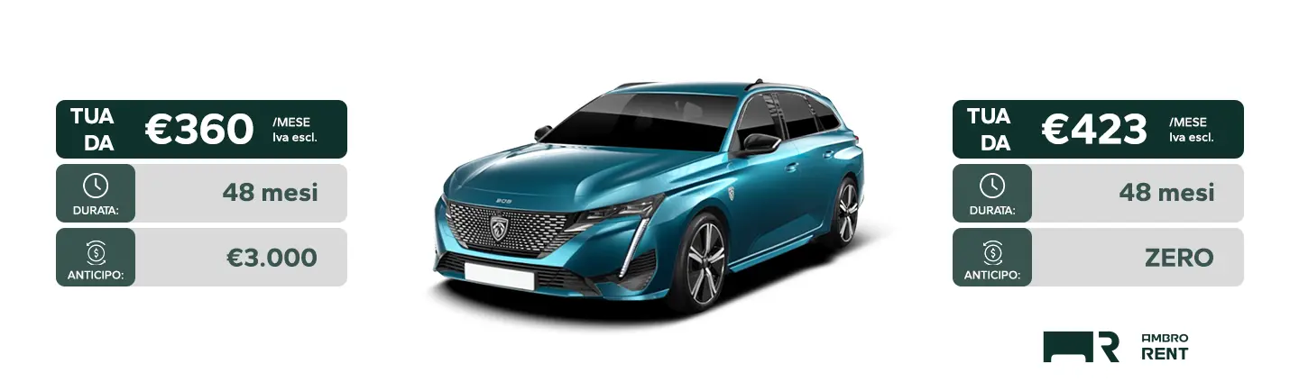 Peugeot 308 Ambro Rent Noleggio Lungo Termine Ambrostore Milano Esterno